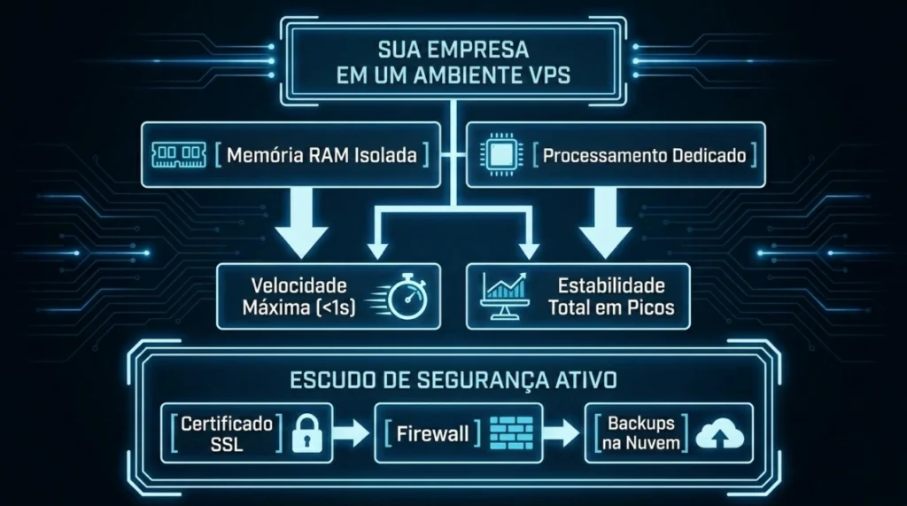 Hospedagem e segurança de sites - Diagrama de hospedagem vps