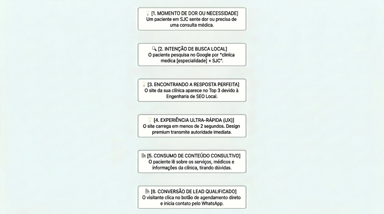 Mapa mental de fluxo de conversão em Busca local